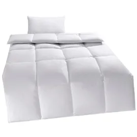 OTTO home Daunenbettdecke + Kopfkissen OTTO HOME "Cavanelle Bettdecke 135x200 cm, 155x220 cm", weiß, B/L: 155cm x 220cm Anzahl Teile 1, B/L: 40cm x 80cm Anzahl Teile 1, Bezug: Baumwolle Füllung: Entendaune/-feder, warm, Bettdecken Bezug: 100% Baumwolle.