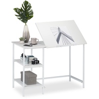 Relaxdays Schreibtisch Weiß rechteckig, 4-Fuß-Gestell weiß 110,0 x 55,0