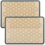 Intirilife 2x Silikon Macaron Backmatte in Grau-Braun mit 42 x 29.5 cm Größe - Backmatte Kochutensil Backunterlage Teigrollmatte