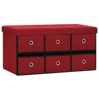 VidaXL Faltbare Sitzbank mit Stauraum Weinrot 76x38x38 cm Leinenoptik