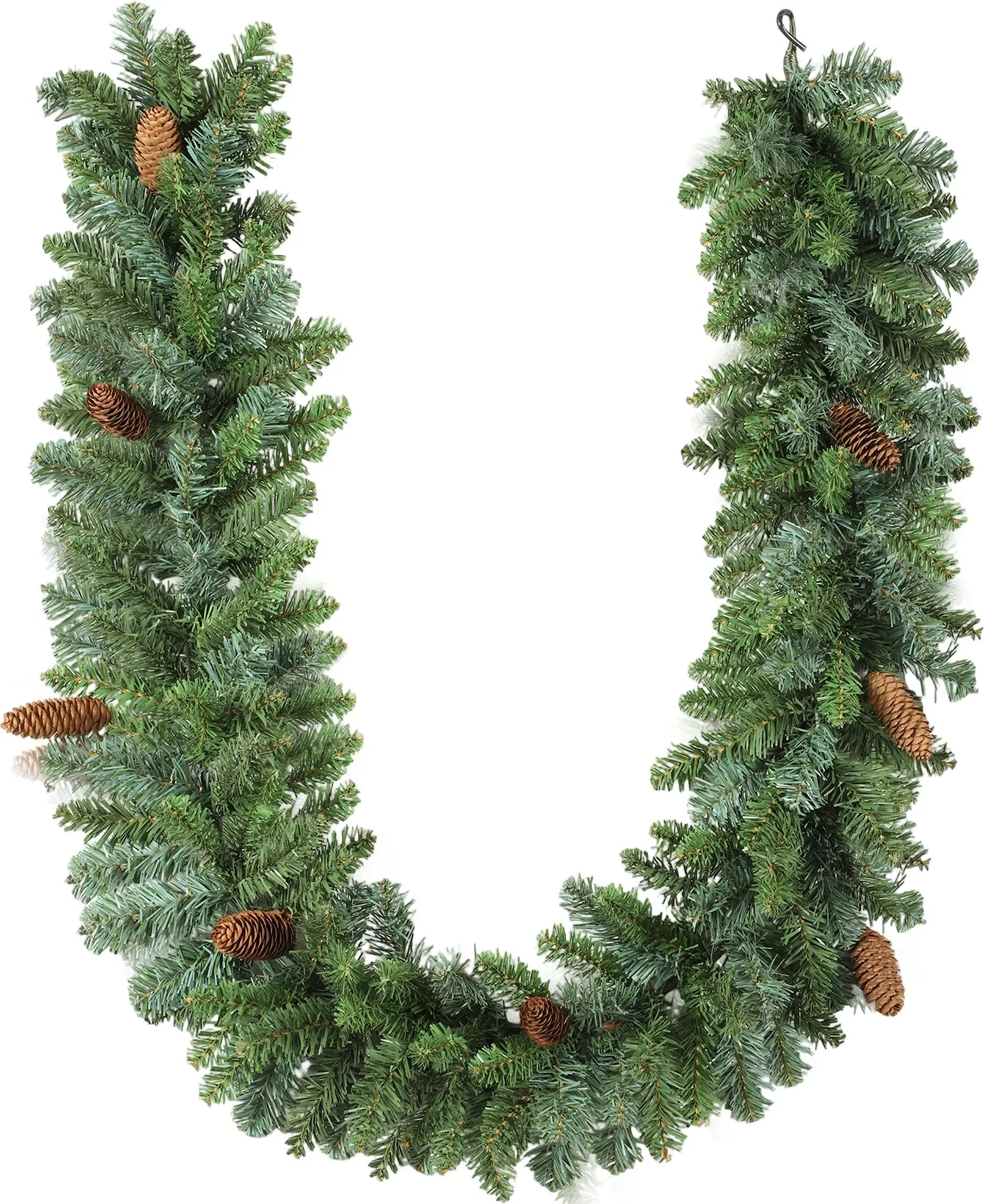 HOMCOM Weihnachtsgirlande 1,8m Tannengirlande Weihnachtsdeko mit 162 Spitzen 8 Tannenzapfen Künstliche Girlande Weihnachtsgirlande für Innen & Außen, Grün   Aosom