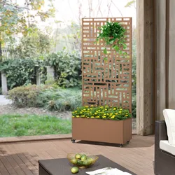 Trennwand Bernalda mit Blumenkasten Stahl Braun