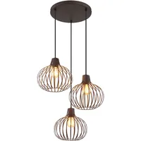GLOBO Hängeleuchte 3-flg. 40 cm schwarz gold Metall