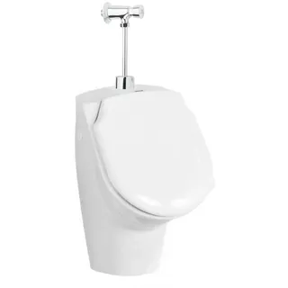 Bäder Boutique Urinalbecken Zulauf oben Deckel, Druckspüler, Ablaufsiphon & Hygiene Glasur, weiß