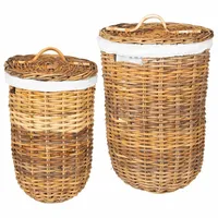 vidaXL Wäschekorb 2 pcs Braun Kubu Rattan