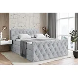 altdecor Boxspringbett AMAY-Z KING - 160x200 - H3/H4 - Hellgrau