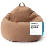 Lumaland Sitzsack Comfort Line | Indoor Beanbag 80x90x50cm mit mehr als 1,5 Mio. anpassbaren EPS-Perlen | Weiches & Komfortables Bodenkissen | Sessel für Kinder & Erwachsene | 185 L Volumen [Braun]