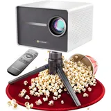 CUBEAM Mini Beamer 4K Heimkino | Mobiler Full HD LED Projektor | 20.000 Lumen | Auto. 4D Korrektur | Kurzdistanz tauglich | WiFi, Bluetooth & Handy | Kleiner Smart Projector 4K | Portable Mini-Beamer