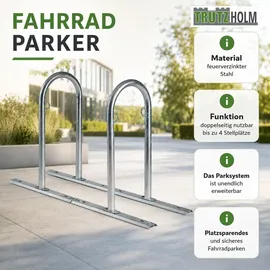 Trutzholm Fahrradständer Parker Typ U 140 x 88 cm Stahl feuerverzinkt Ø 50 mm grau
