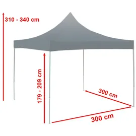 TOOLPORT 3x3m - mit 4 Seitenteilen (Panoramafenster) Premium Dach Partyzelt dunkelgrau