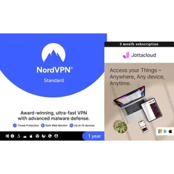 NordVPN Standard 10 Geräte - 1 Jahr + Jottacloud | Mit unbegrenzten sicheren Backups