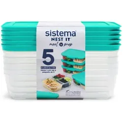 Sistema Lunchbox Meal Prep, 5-teilig, Praktische Frischhaltedose ermöglicht eine unkomplizierte Trennung von Speisen., 1 Set = 5 x 1,9 Liter - Dosen, 3 Fächer