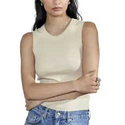 Bread and Boxers Tank Crew Neck Ribbed Sand Ökologische Baumwolle Large Damen