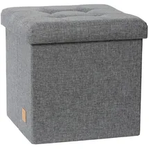 Store It LOVE IT STORE Premium Sitzhocker mit Stauraum - Hocker aus hochwertigem Leinen Stoff - Verstärkt mit Holz - Bequem und extra stabil - Grau - 38x38x38 cm