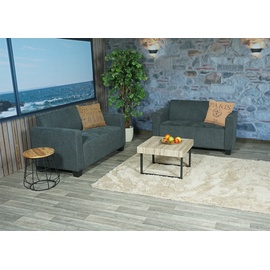 Mendler Sofa-Garnitur Couch-Garnitur 2x 2er Sofa Lyon Stoff/Textil ~ anthrazit-grau