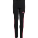 adidas Girl's Essentials 3 Stripes Leggings Black/pink fusion), 9-10 Years