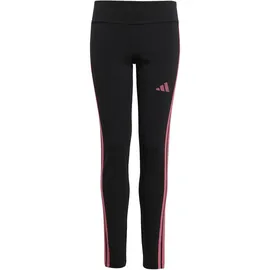 adidas Girl's Essentials 3 Stripes Leggings Black/pink fusion), 9-10 Years