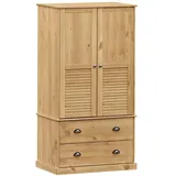 vidaXL Kleiderschrank, Garderobenschrank mit Kleiderstange, Schlafzimmerschrank Schrank mit 2 Schubladen, Holzschrank Flurschrank, Massivholz Kiefer