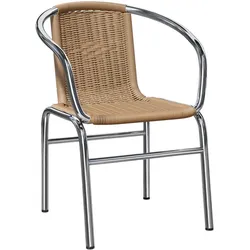 2er-Set Bistro Rattanstuhl | Beige | Stapelbar | Gastro Rattanstuhl, Outdoor Rattanstuhl, Terrassen Rattanstuhl