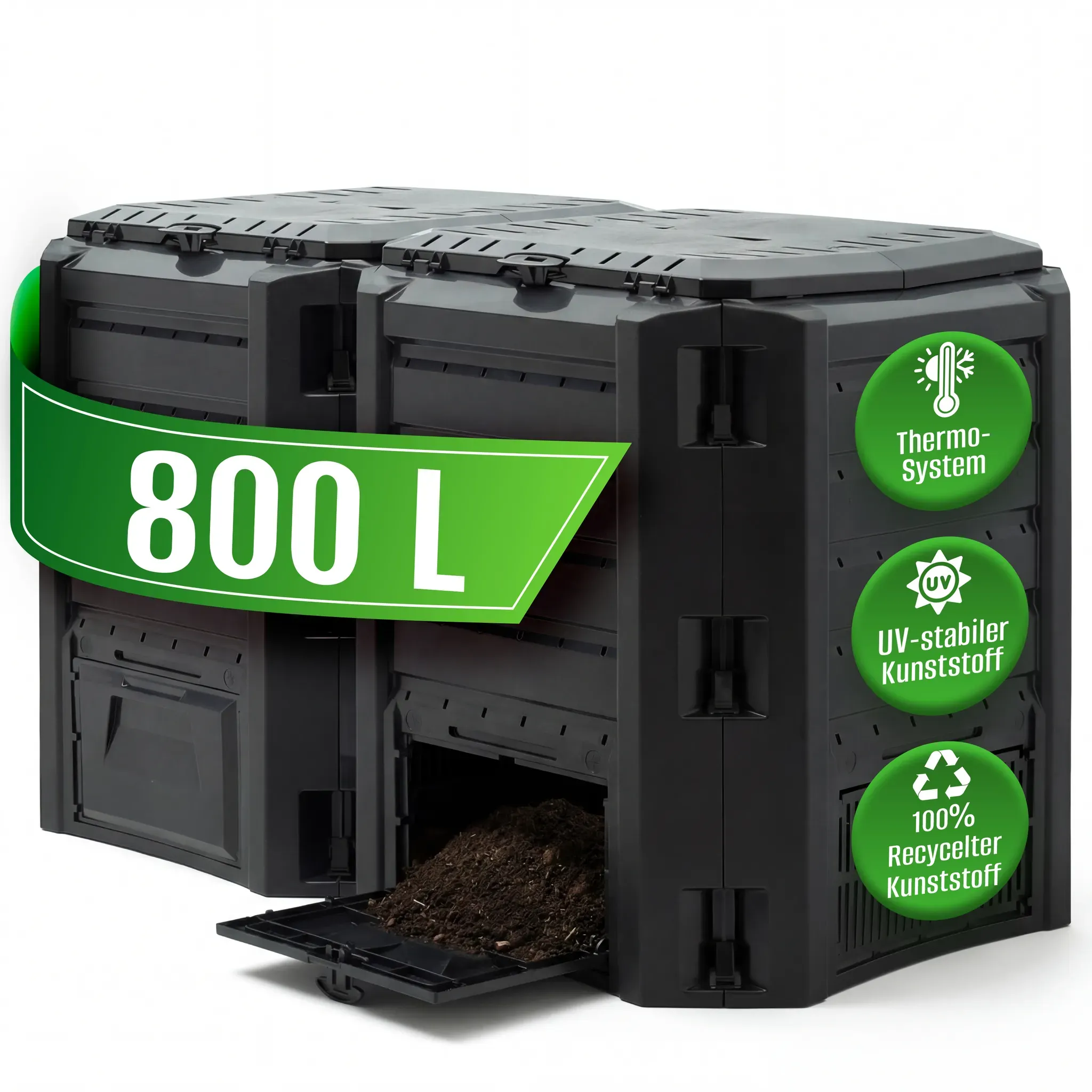 Compost bin Black 800L 135x72x83cm
