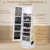 Drehbarer Schmuckschrank Mit Spiegel, Led-beleuchtung Und Schloss - 140 X 37 Cm