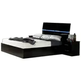 Xlmoebel Schlafzimmer-Set Luxus Schlafzimmermöbel mit LED Licht und Nachttischen, (3-tlg., Bett + 2x Nachttische), Hergestellt in Europa schwarz