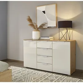 Rauch Kombikommode KOLUNA 120 x 81 x 42 cm Eiche Artisan / Glas Beige