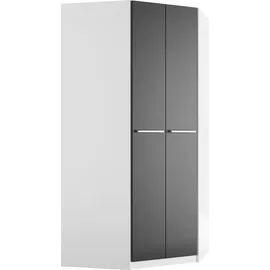 Priess Eckkleiderschrank PRIESS "Barcelona Kleiderschrank Ecklösung Raumwunder", schwarz-weiß (weiß, schwarz), B:95cm H:193cm T:95cm, Holzwerkstoff, Schränke, Eckkleiderschrank, in 2 Tiefen Schrank Eckschrank Garderobe