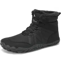 Mishansha Winter Barfußschuhe Herren Damen Warm Gefüttert Winterstiefel Bequem rutschfest Winterschuhe, Schwarz 44 - 44 EU