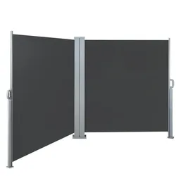 SVITA Doppelseitenmarkise ausziehbar freistehend Sichtschutz 600x180 cm Dunkelgrau