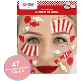 Party Factory Face Tattoo rot/weißer Clown temporäres Glitter Gesichtstattoo