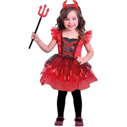 Amscan Hexen-Kostüm Kleine Teufelin Kinderkostüm – Kleid und Haarreif 3-4 Jahre