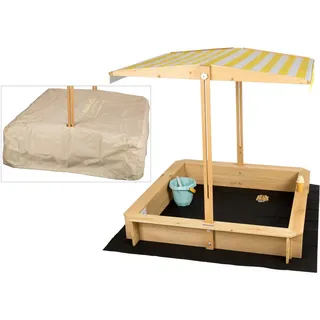 needs&wants Sandkasten Gelb, Holz 113x113x113 cm, Outdoor Spielzeug, Sandkästen