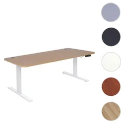 Schreibtisch HWC-D40, Computertisch, elektrisch höhenverstellbar 160x80cm 53kg MVG ~ hellbraun, weiß