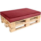 TexDeko Palettenkissen Palettenkissen BeSmart mit Abperleffekt Velour-Stoff Bezug, (Palettenkissen 120x80x12cm / halbes Palettenkissen 60x80x12cm) rot 120 cm x 80 cm x 12 cm