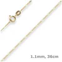 Schmuck Krone Goldkette 1,1mm Figarokette diamantiert aus 585 Gelbgold 36cm, Gold 585 goldfarben