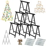 MODO24 Holzbock 6er Set, DIY Weihnachtsbaum, Sägebock, Klappbock, Arbeitsbock, Tannenbaum, Bausatz inkl. Montageteile, 215x130x73 cm, Schwarz, CHOM - Schwarz