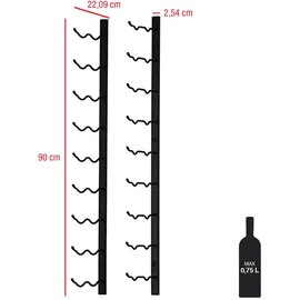 Mobili Rebecca Rebecca Mobili Weinregal Wandweinhalter, Schwarz, Metall