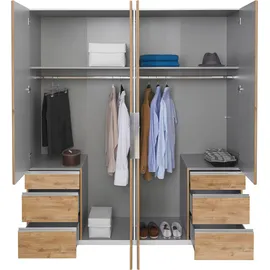 WIMEX Level 200 x 236 x 58 cm Plankeneiche Nachbildung/Grauglas mit Glas- und Spiegeltüren