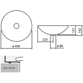 Alape SB.K450.GS Aufsatzwaschtisch Ø 45 cm (3502000000)