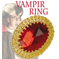 Vampir-Ring XXL rot/Gold Karneval riesig Vampire Modeschmuck Themenabend Mottoparty Accessoire Schmuck Schmuckring Kostümergänzung Verkleidung