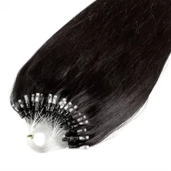 hair2heart Microring Extensions Premium Echthaar #4/0 Mittelbraun 1g Haarextensions 25 ct Schwarz Damen 