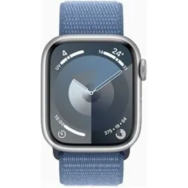 Apple Watch Series 9 GPS + Cellular 41 mm Aluminiumgehäuse silber, Sport Loop winterblau One Size