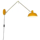 QAZQA Retro Wandleuchte Stahl Gelb mit Bronze - Milou