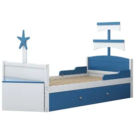 XDOVET Kinderbett Segelbootform 90 x 200 cm Kiefer blau