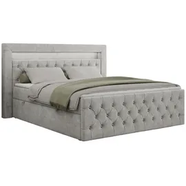 MKS Boxbett, GOLD-9 Led, 160/200 Hellgrau Struktur - H4
