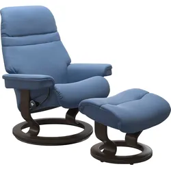 Relaxsessel STRESSLESS "Sunrise", blau (lazuli blau), Material Bezug, Ausführung Funktion, Größe B/H/T, Sessel, mit Classic Base, Größe S, Gestell Wenge