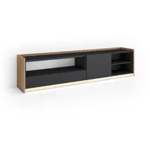SKRAUT HOME Lowboard 207x50x37 cm Schwarz Eiche Holzwerkstoff