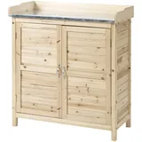 Outsunny Gartenschrank mit verzinkten Griffen und erhöhtem Rand natur 83B x 40T x 92H cm