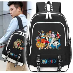 Anime One Piece Teenager-Rucksack, Unisex, Schultaschen, Cartoon-Druck, Laptop-Rucksack, Schulrucksack für Jungen und Mädchen